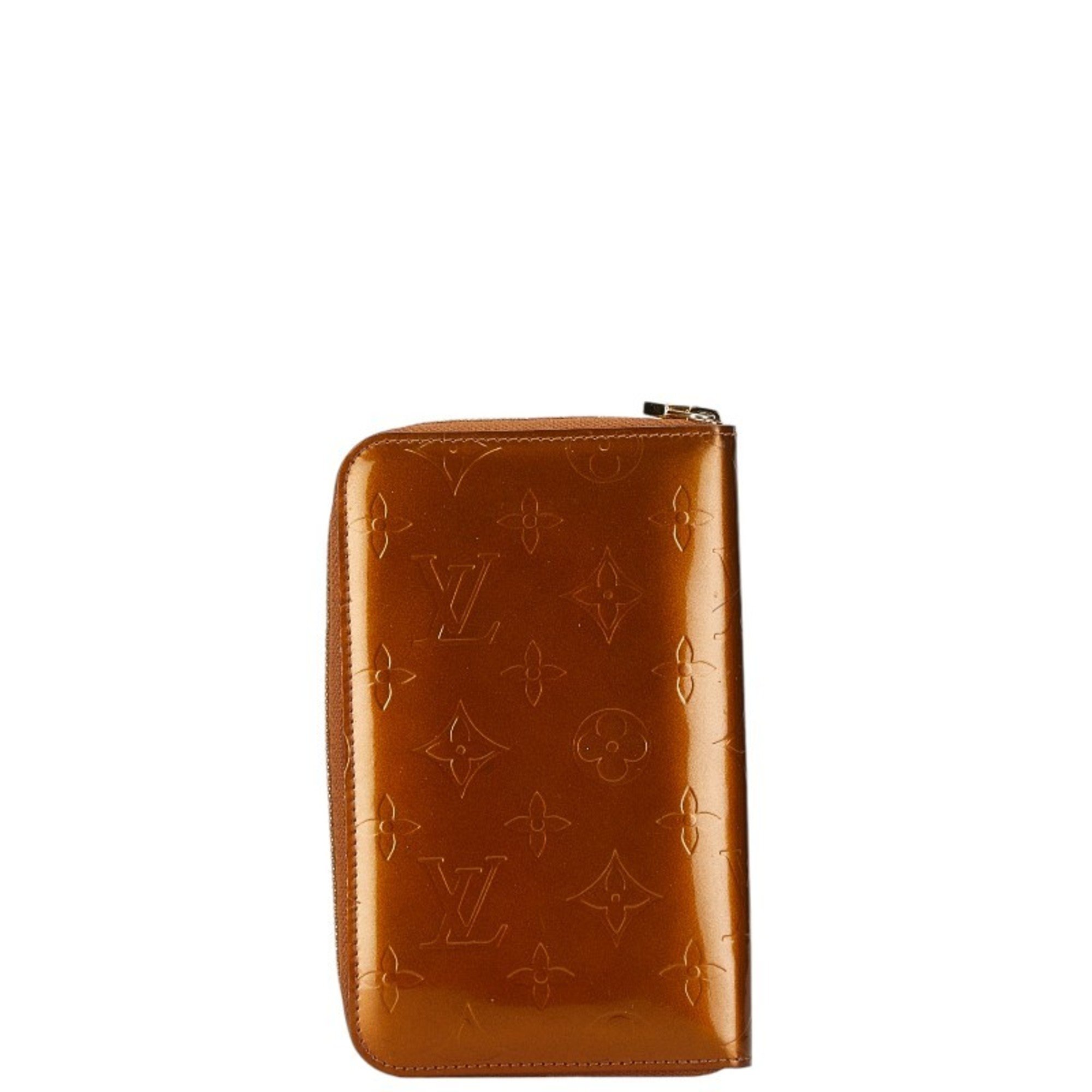 Louis Vuitton Monogram Vernis Eldridge Round Zip Long Wallet M91127 Bronze Patent Leather Women's LOUIS VUITTON