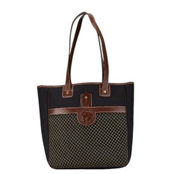 HUNTING WORLD Tote Bag Black Brown Canvas Leather Women's