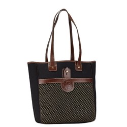 HUNTING WORLD Tote Bag Black Brown Canvas Leather Women's