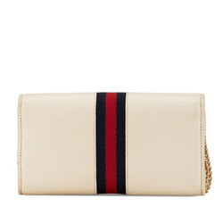 Gucci GG Chain Wallet Webbing Line Long 546592 White Leather Women's GUCCI