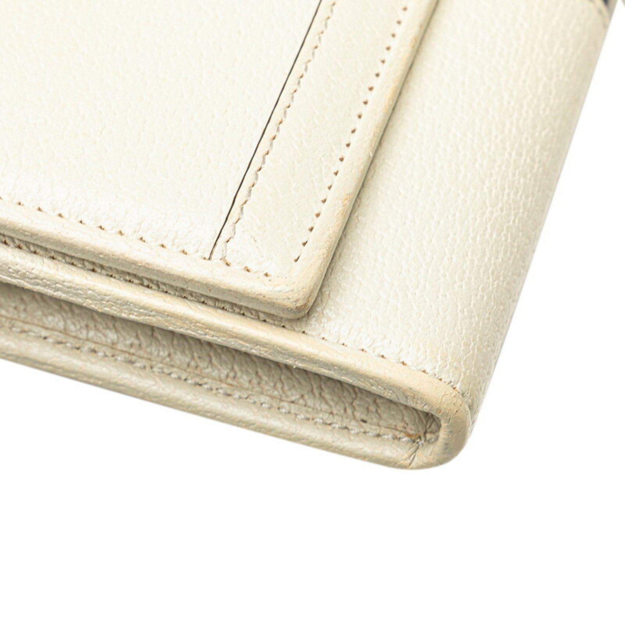 Gucci GG Chain Wallet Webbing Line Long 546592 White Leather Women's GUCCI