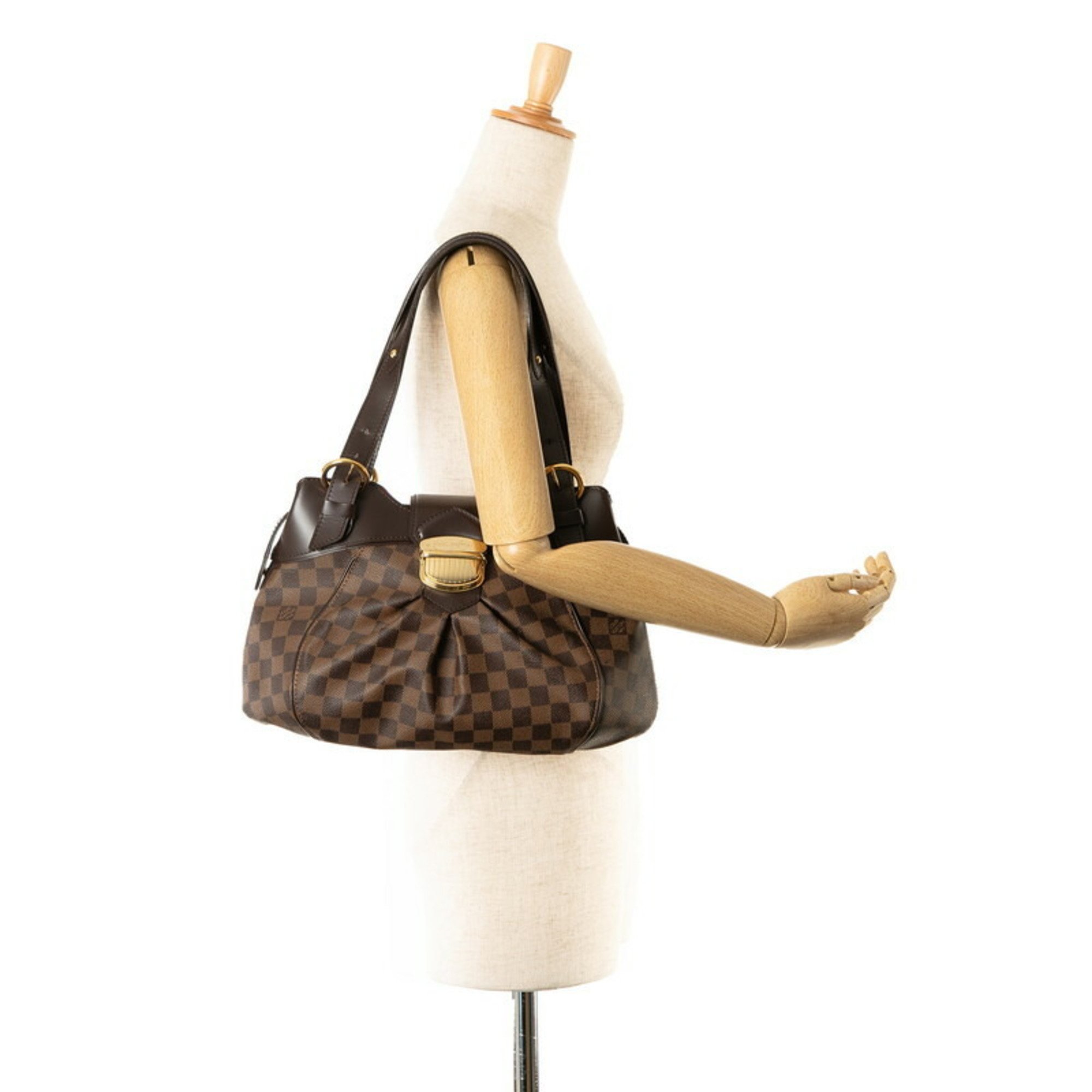 Louis Vuitton Damier Sistine PM Handbag N41542 Brown PVC Leather Women's LOUIS VUITTON