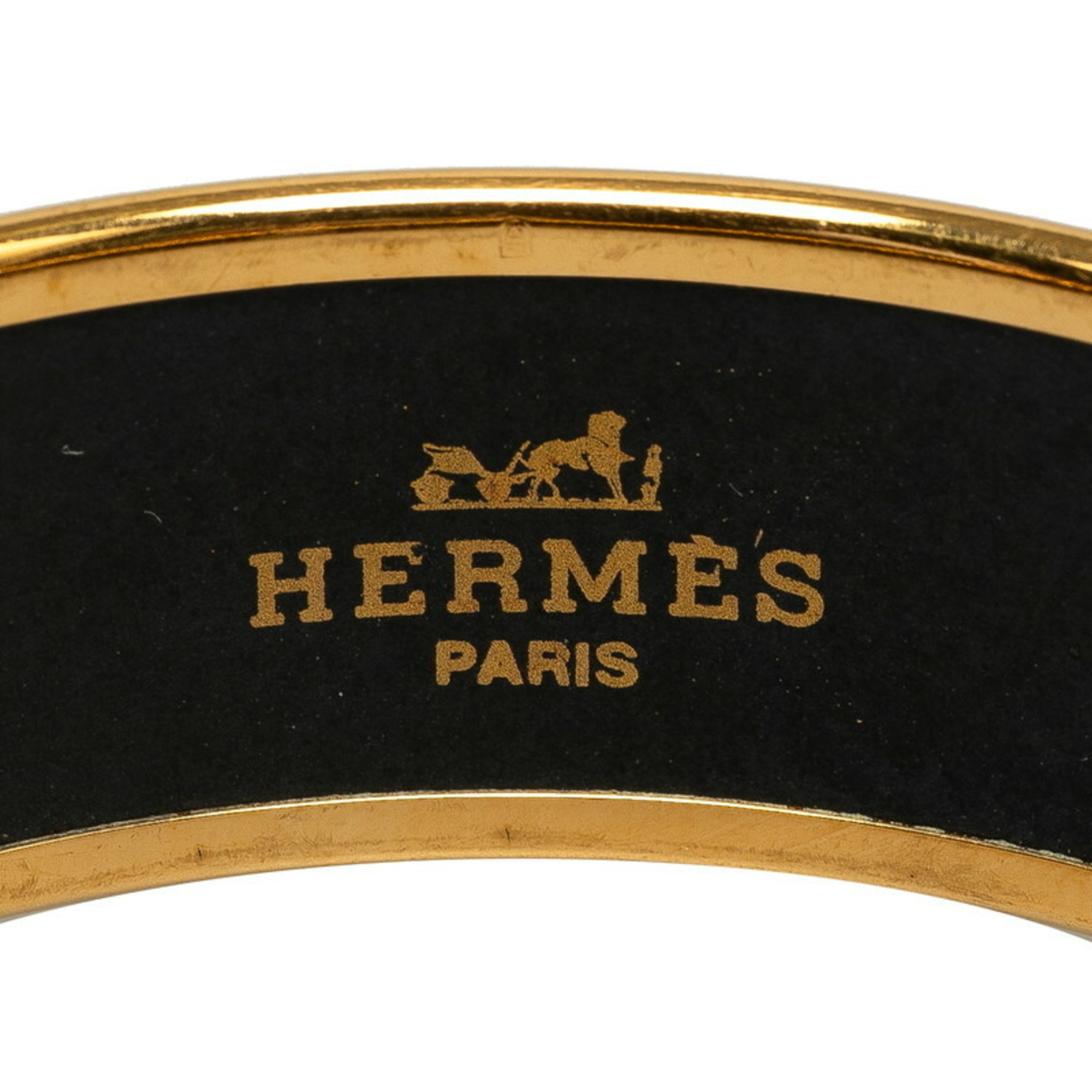 Hermes enamel GM cloisonné bangle, horse motif gold, blue, multi-color, plated, for women, HERMES