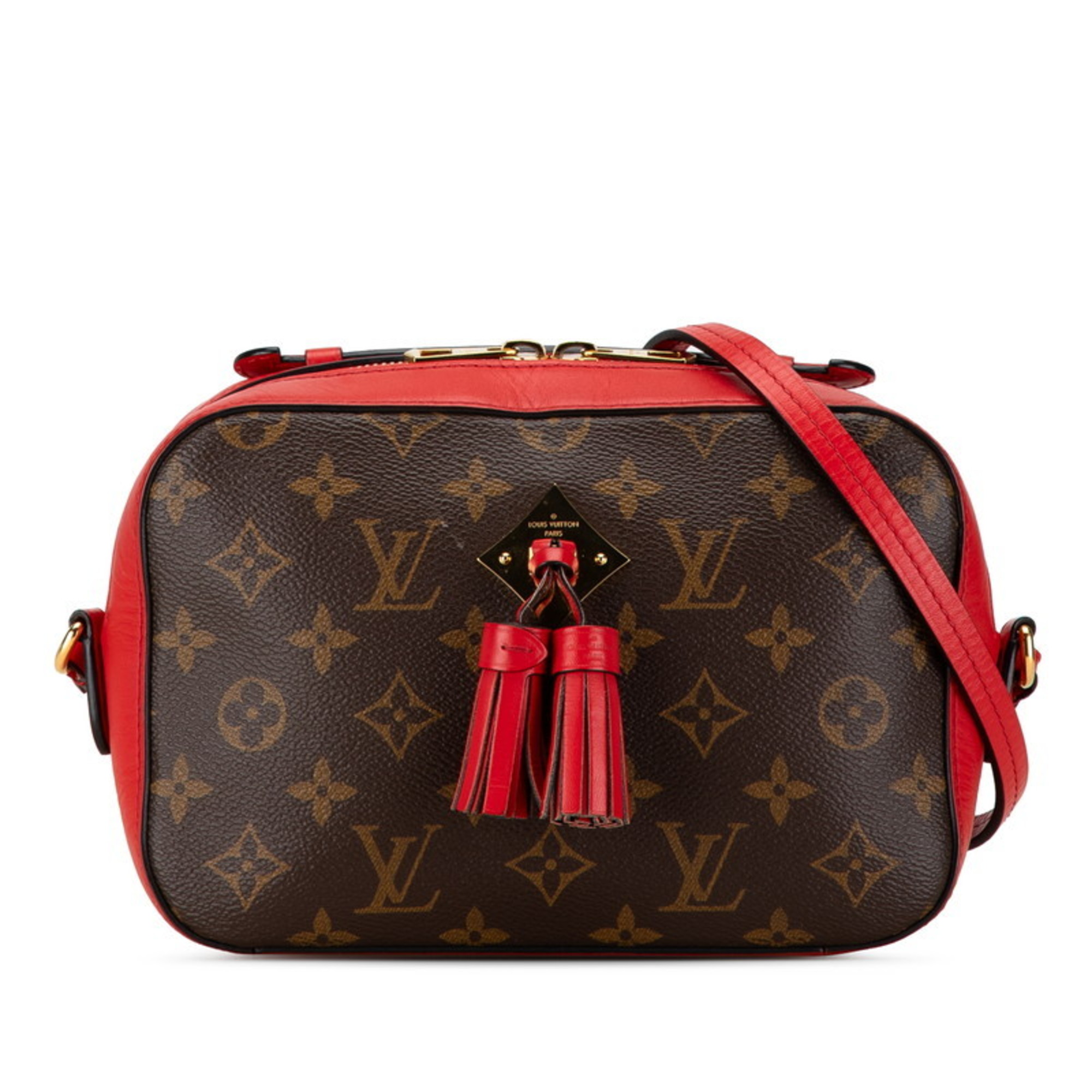 Louis Vuitton Monogram Santonge Coquelicot Shoulder Bag M43556 Red Brown PVC Leather Women's LOUIS VUITTON