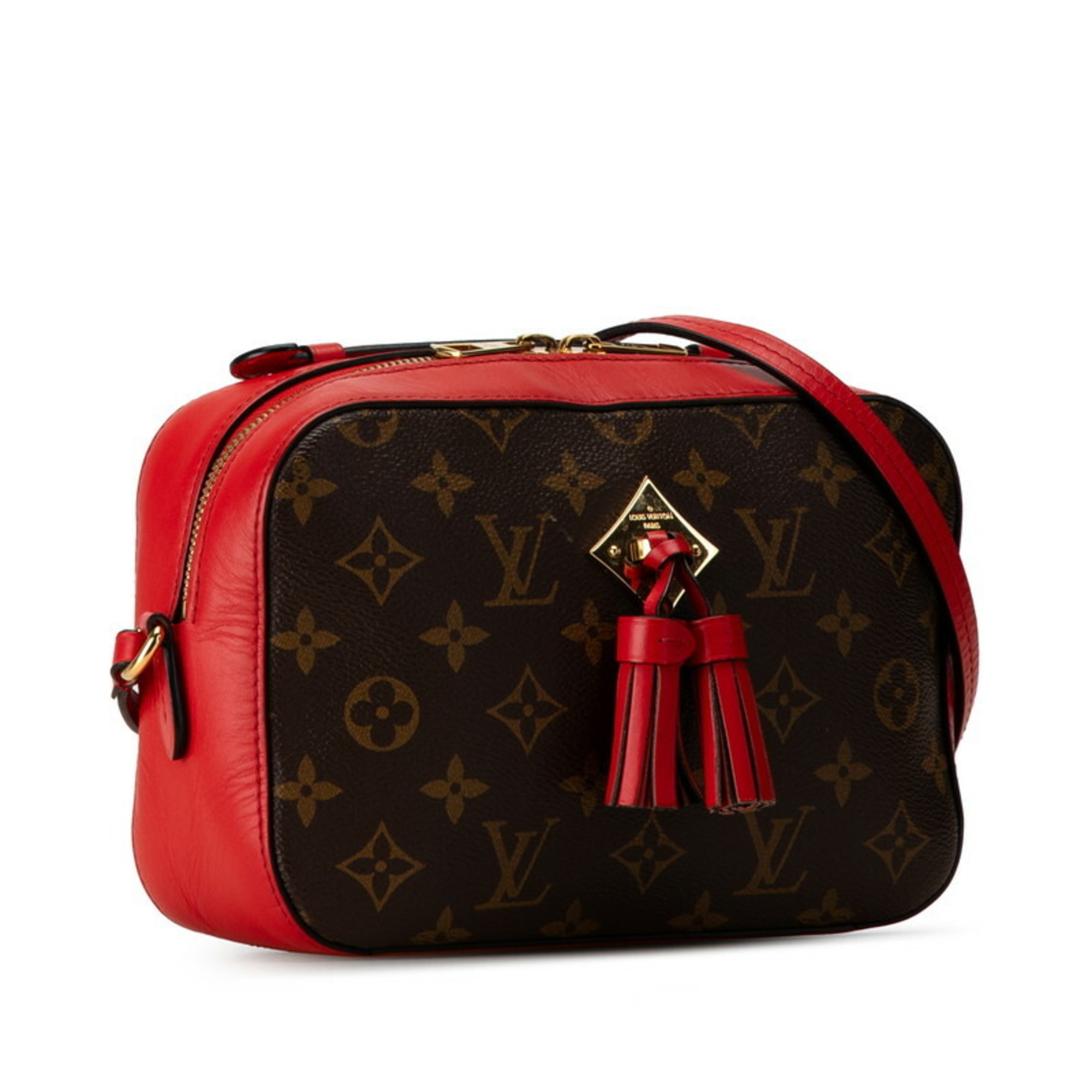 Louis Vuitton Monogram Santonge Coquelicot Shoulder Bag M43556 Red Brown PVC Leather Women's LOUIS VUITTON