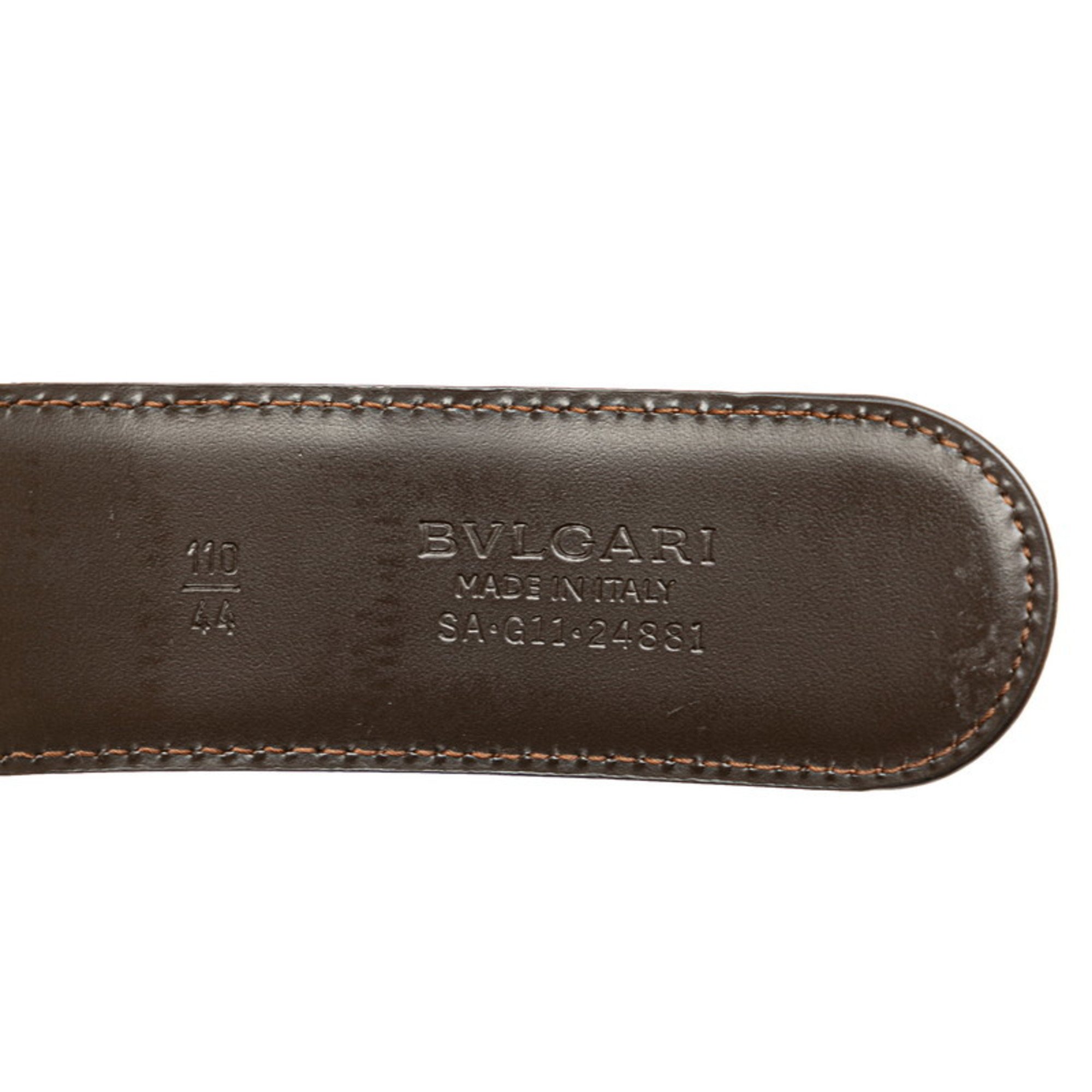 BVLGARI B.Zero1 Belt Size: 110/44 Brown Silver Leather Women's