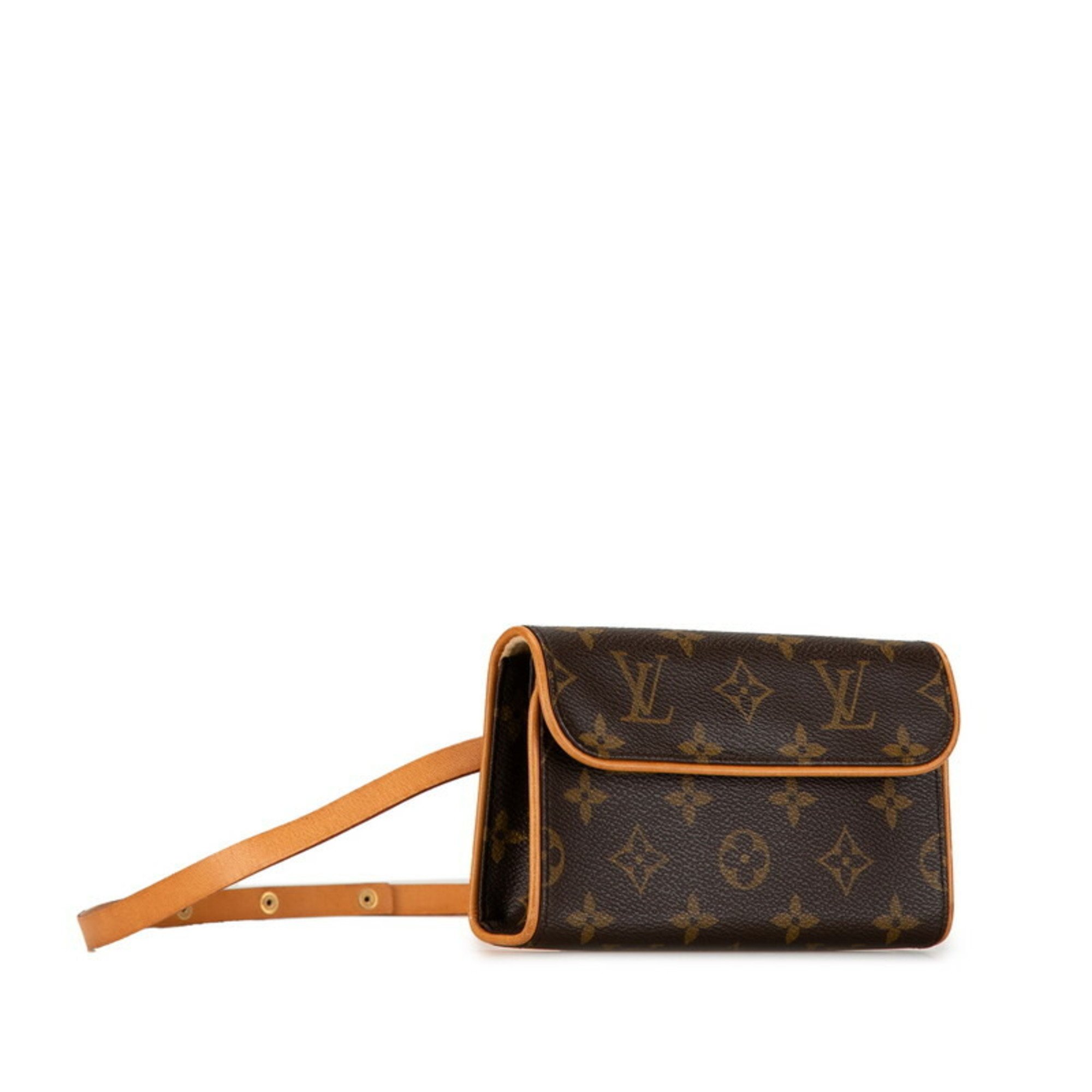 Louis Vuitton Monogram Pochette Florentine Body Bag Waist Shoulder M51855 Brown PVC Leather Women's LOUIS VUITTON