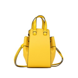 LOEWE Anagram Hammock Drawstring Handbag Shoulder Bag 061947 Yellow Leather Women's