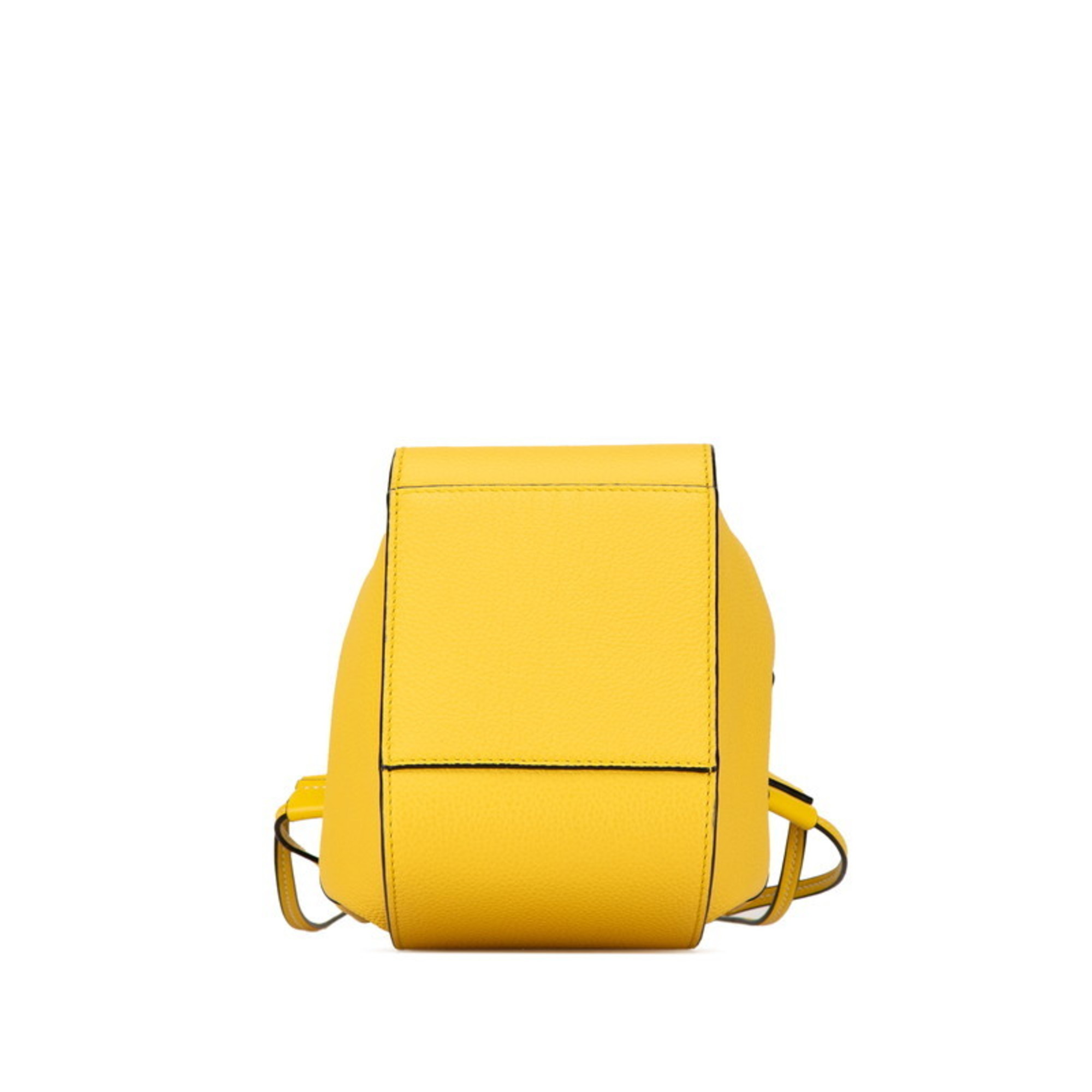 LOEWE Anagram Hammock Drawstring Handbag Shoulder Bag 061947 Yellow Leather Women's