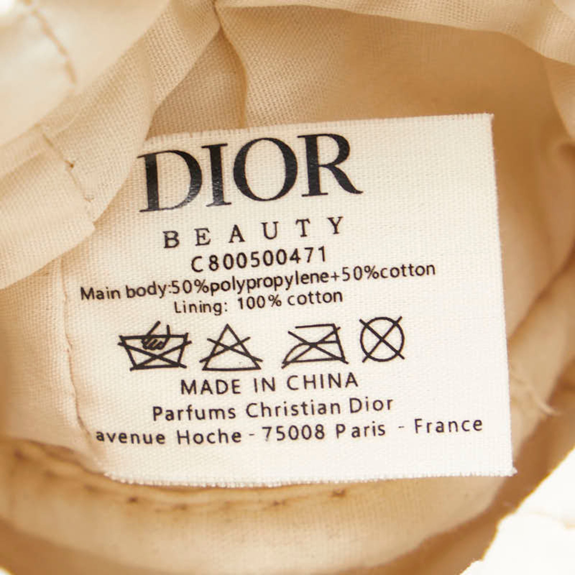 Christian Dior Dior pouch shoulder bag beige navy white raffia cotton women's