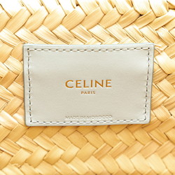 Celine Triomphe Tote Bag Shoulder Beige Light Blue Raffia Leather Women's CELINE