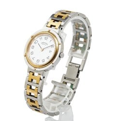 Hermes Clipper Watch CL4.220 Quartz White Dial Stainless Steel Plated Women's HERMES