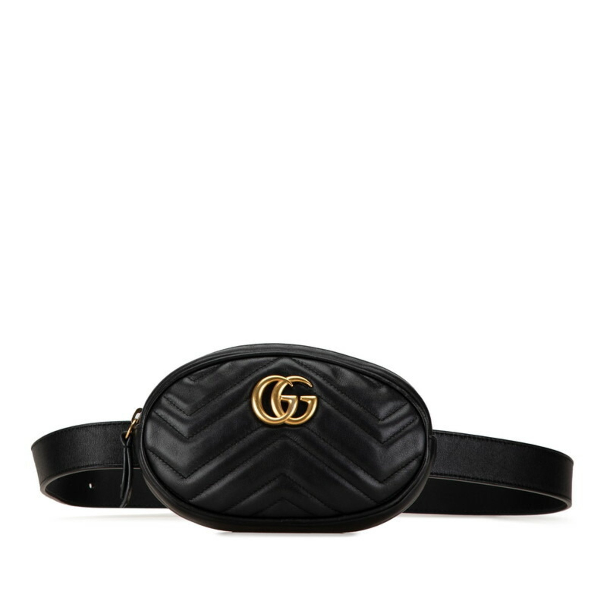 Gucci GG Marmont Waist Bag Body 476434 Black Leather Women's GUCCI