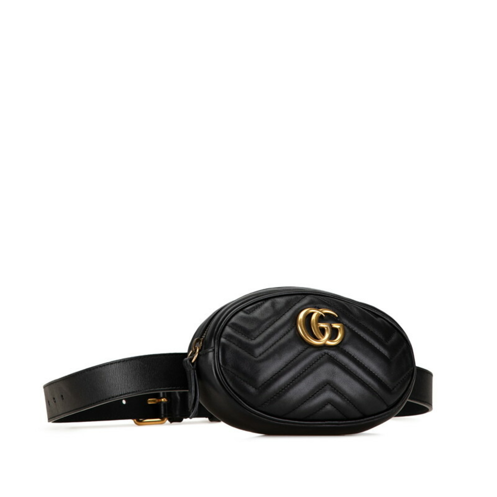 Gucci GG Marmont Waist Bag Body 476434 Black Leather Women's GUCCI