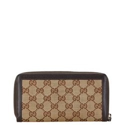 Gucci GG Canvas Interlocking G Long Wallet 308012 Beige Brown Leather Women's GUCCI