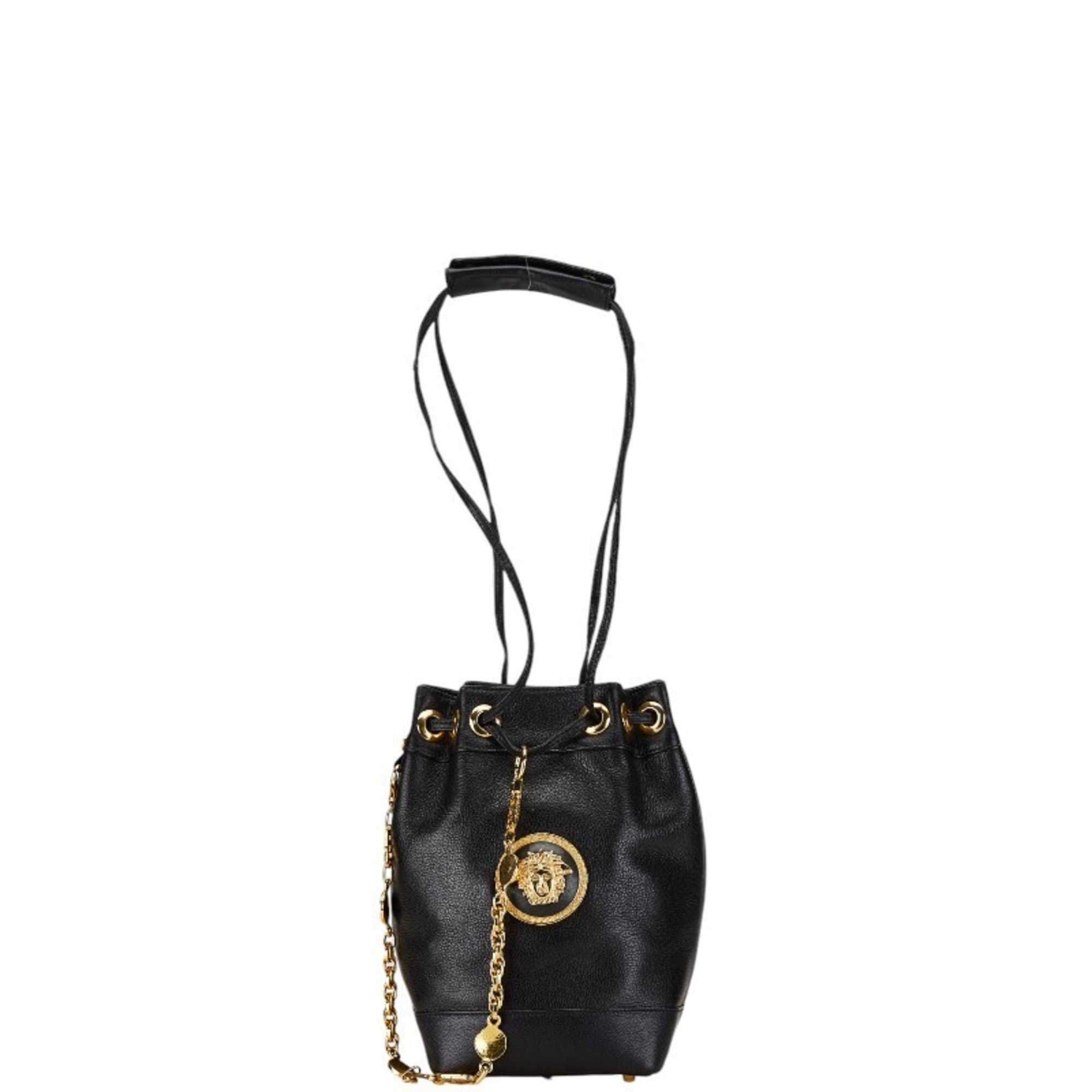 Versace Medusa Shoulder Bag Black Leather Women's VERSACE