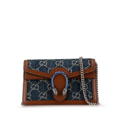 Gucci Dionysus Chain Shoulder Bag 476432 Navy Brown Denim Leather Women's GUCCI