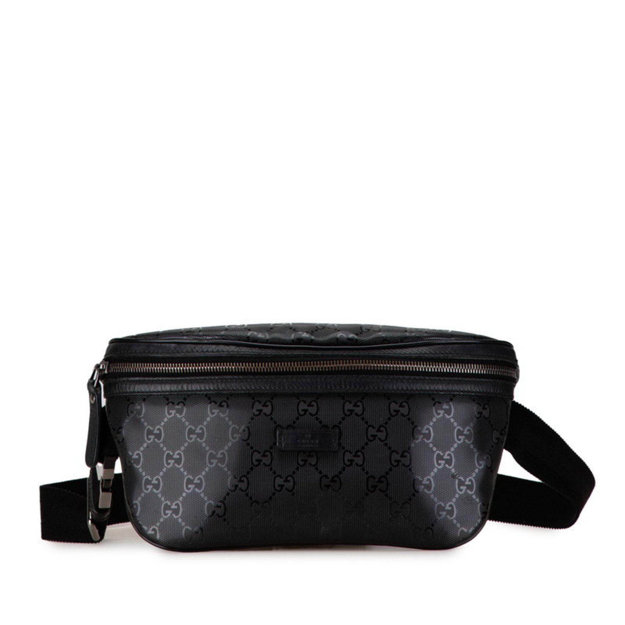 Gucci GG Imprime Waist Bag Body 233269 Black PVC Leather Women's GUCCI