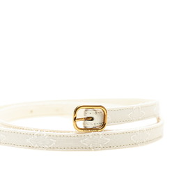 Louis Vuitton Monogram Flower Motif Belt Size 34 White Cotton Leather Women's LOUIS VUITTON