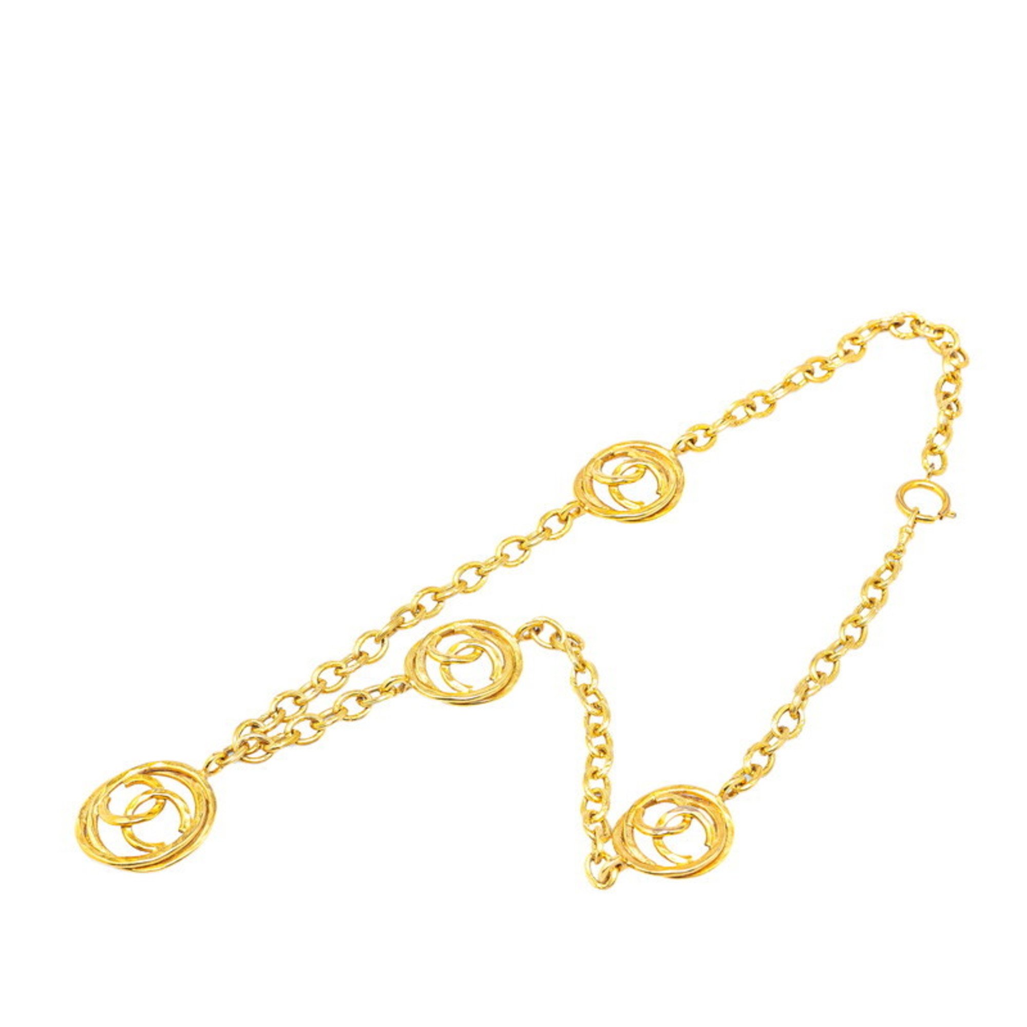 Chanel Coco Mark Necklace Gold Plated Women's CHANEL