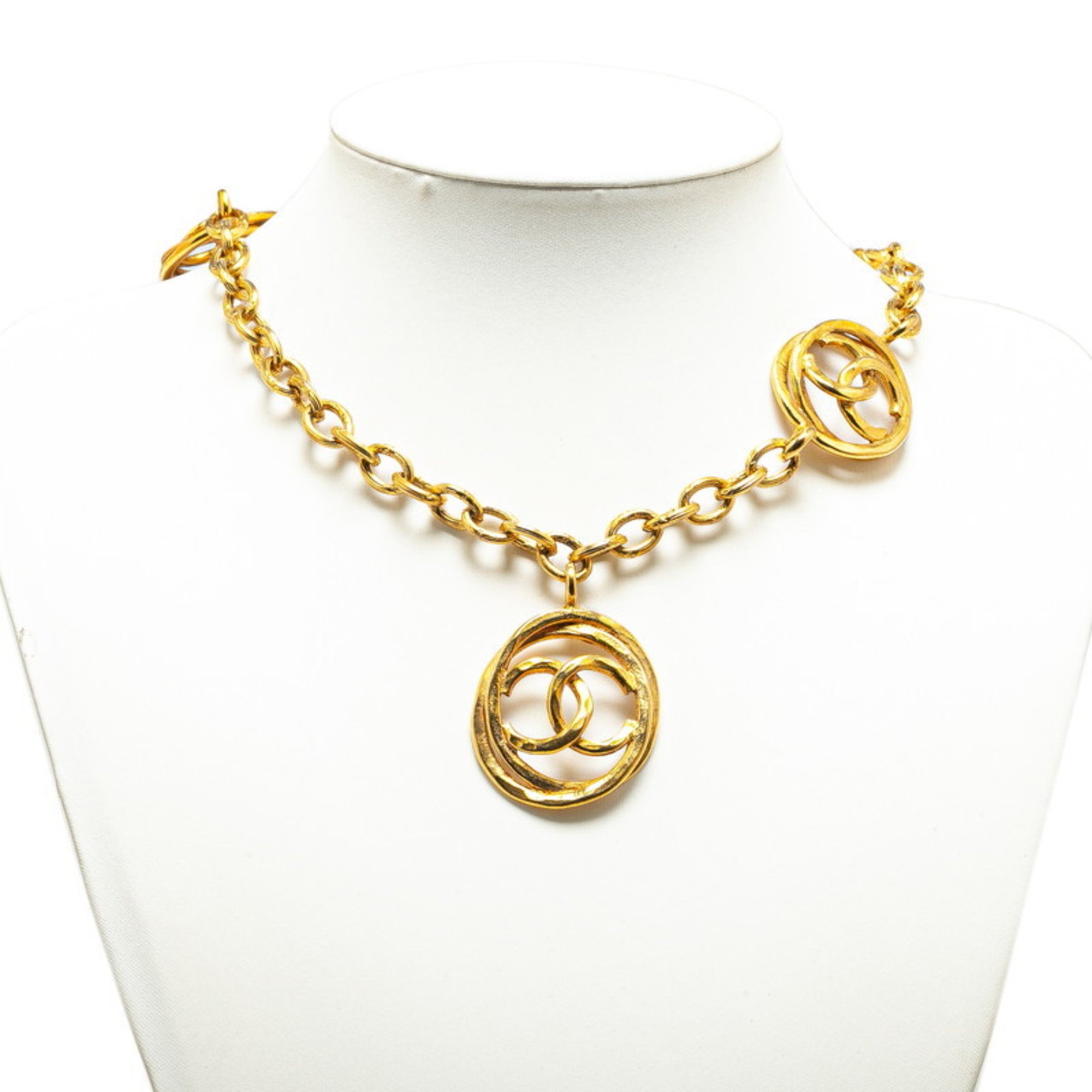 Chanel Coco Mark Necklace Gold Plated Women's CHANEL