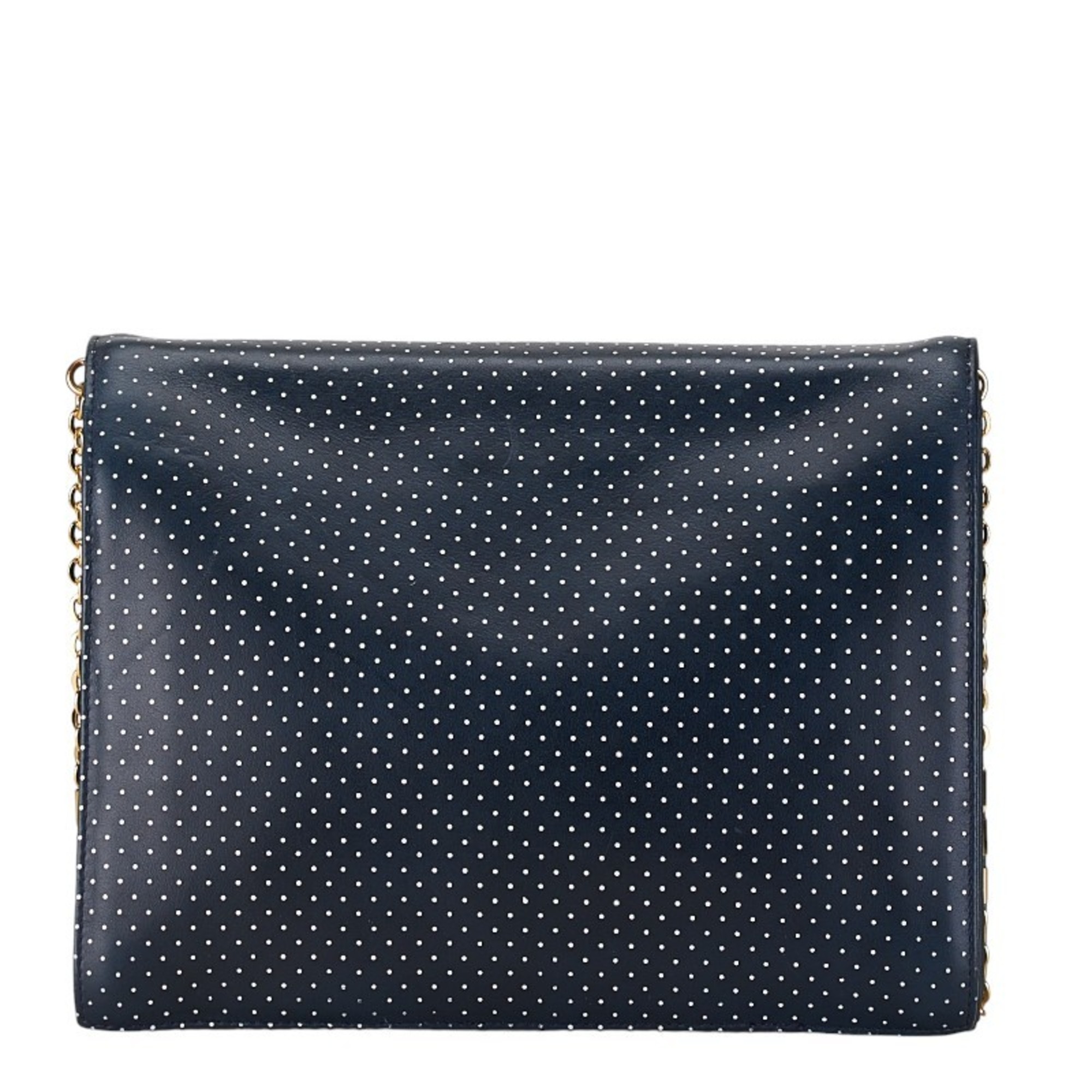 Valentino Garavani Chain Shoulder Bag Navy Leather Women's