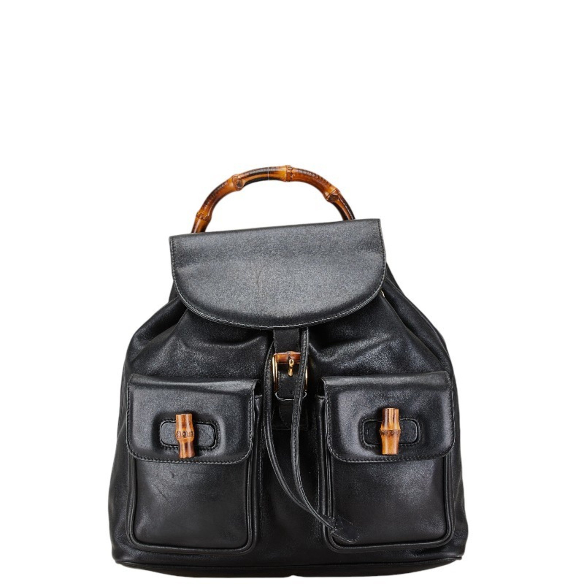 Gucci Bamboo Backpack 003 1998 0016 Black Leather Women's GUCCI