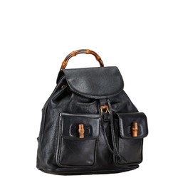 Gucci Bamboo Backpack 003 1998 0016 Black Leather Women's GUCCI