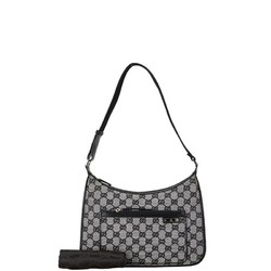 Gucci GG Canvas Bag Handbag 001 4198 001913 Grey Black Leather Women's GUCCI