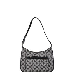 Gucci GG Canvas Bag Handbag 001 4198 001913 Grey Black Leather Women's GUCCI