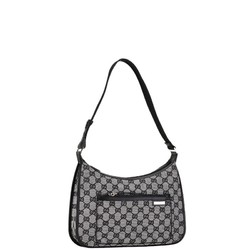 Gucci GG Canvas Bag Handbag 001 4198 001913 Grey Black Leather Women's GUCCI