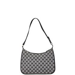 Gucci GG Canvas Bag Handbag 001 4198 001913 Grey Black Leather Women's GUCCI