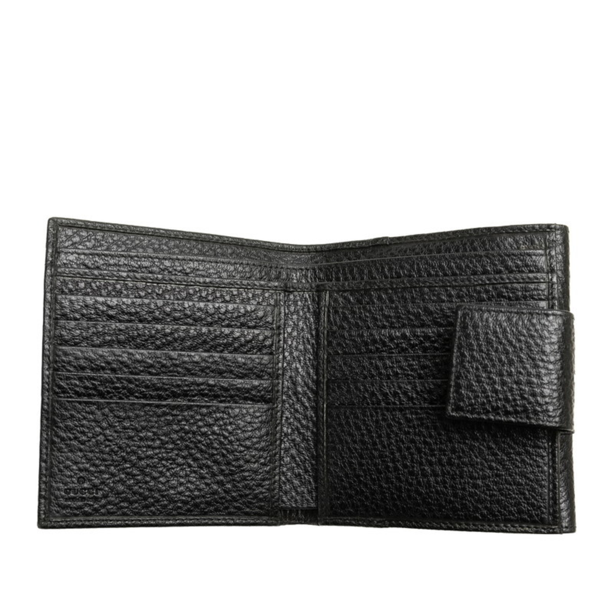 Gucci Bi-fold Wallet 131848 Black Leather Women's GUCCI