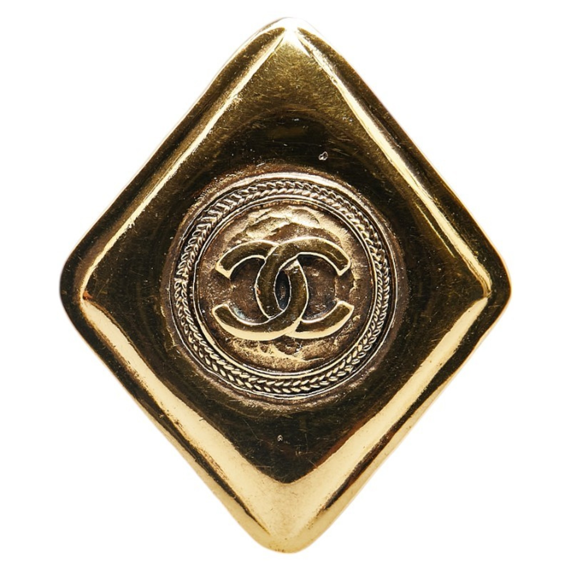 Chanel Coco Mark Diamond Brooch Gold Plated Women's CHANEL