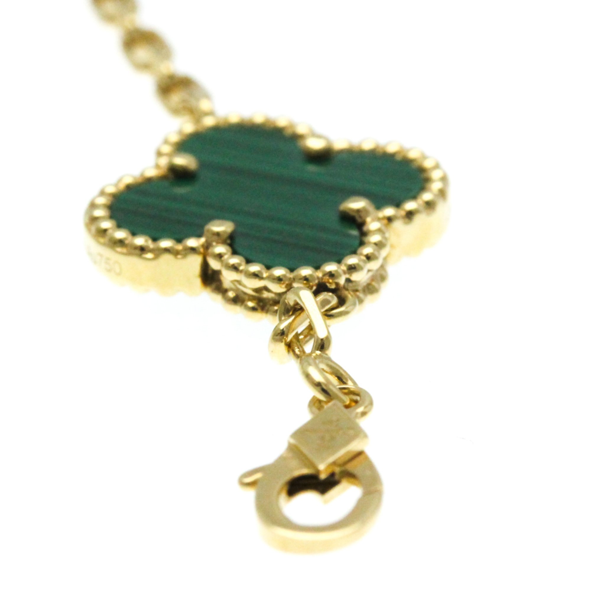 Van Cleef & Arpels Vintage Alhambra Yellow Gold (18K) Malachite Charm Bracelet Gold