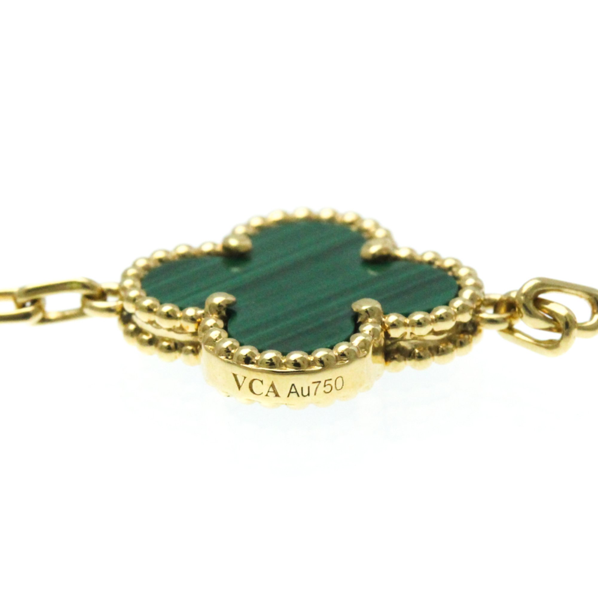 Van Cleef & Arpels Vintage Alhambra Yellow Gold (18K) Malachite Charm Bracelet Gold