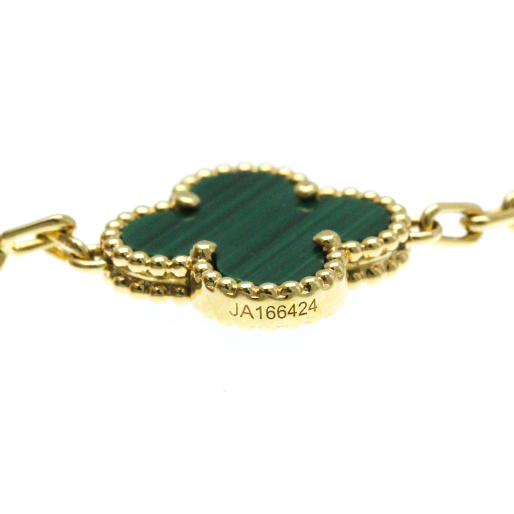 Van Cleef & Arpels Vintage Alhambra Yellow Gold (18K) Malachite Charm Bracelet Gold