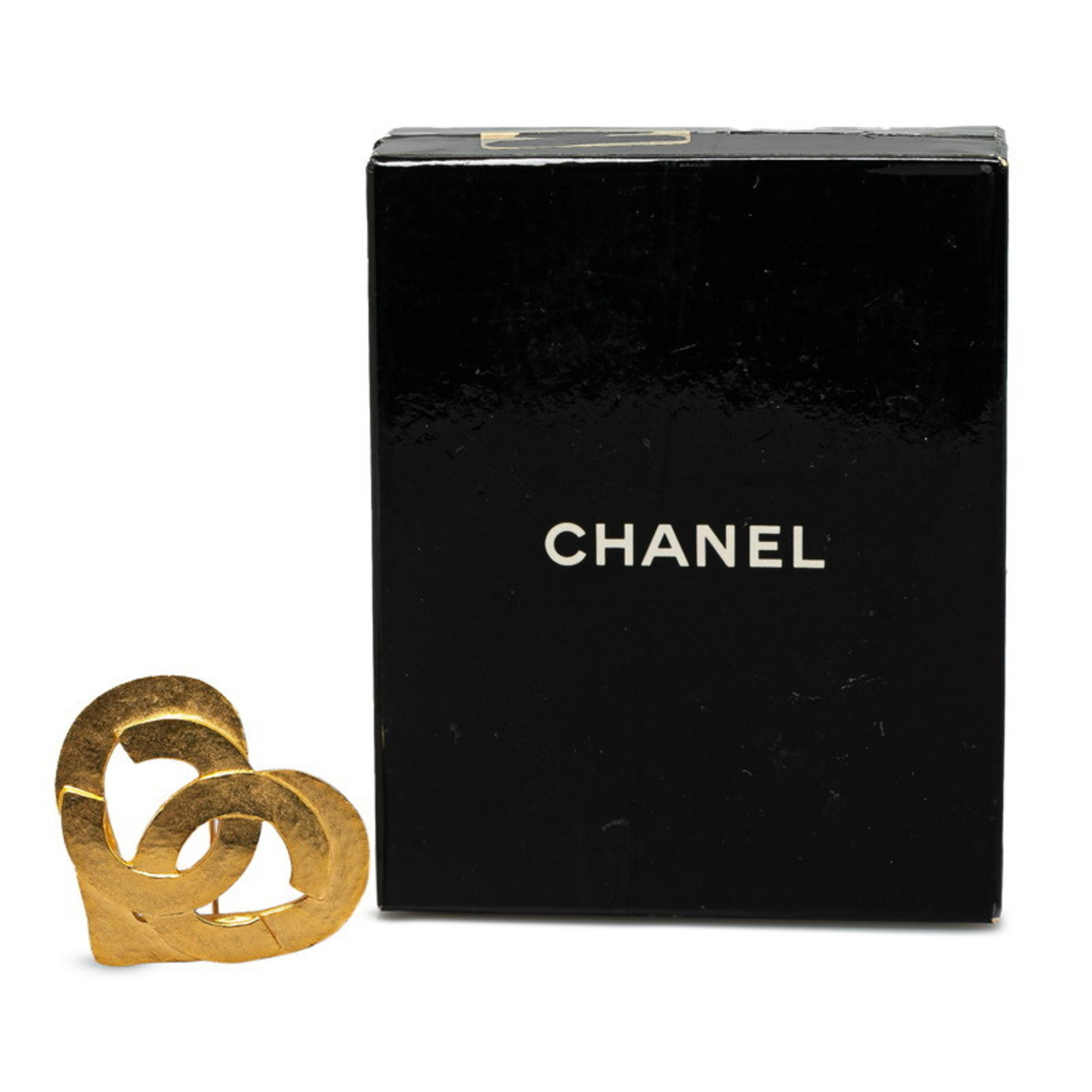 Chanel Coco Mark Heart Motif Brooch Gold Plated Women's CHANEL