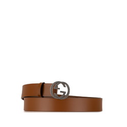 Gucci Interlocking G Belt 95.38 546389 Brown Leather Men's GUCCI