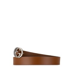 Gucci Interlocking G Belt 95.38 546389 Brown Leather Men's GUCCI