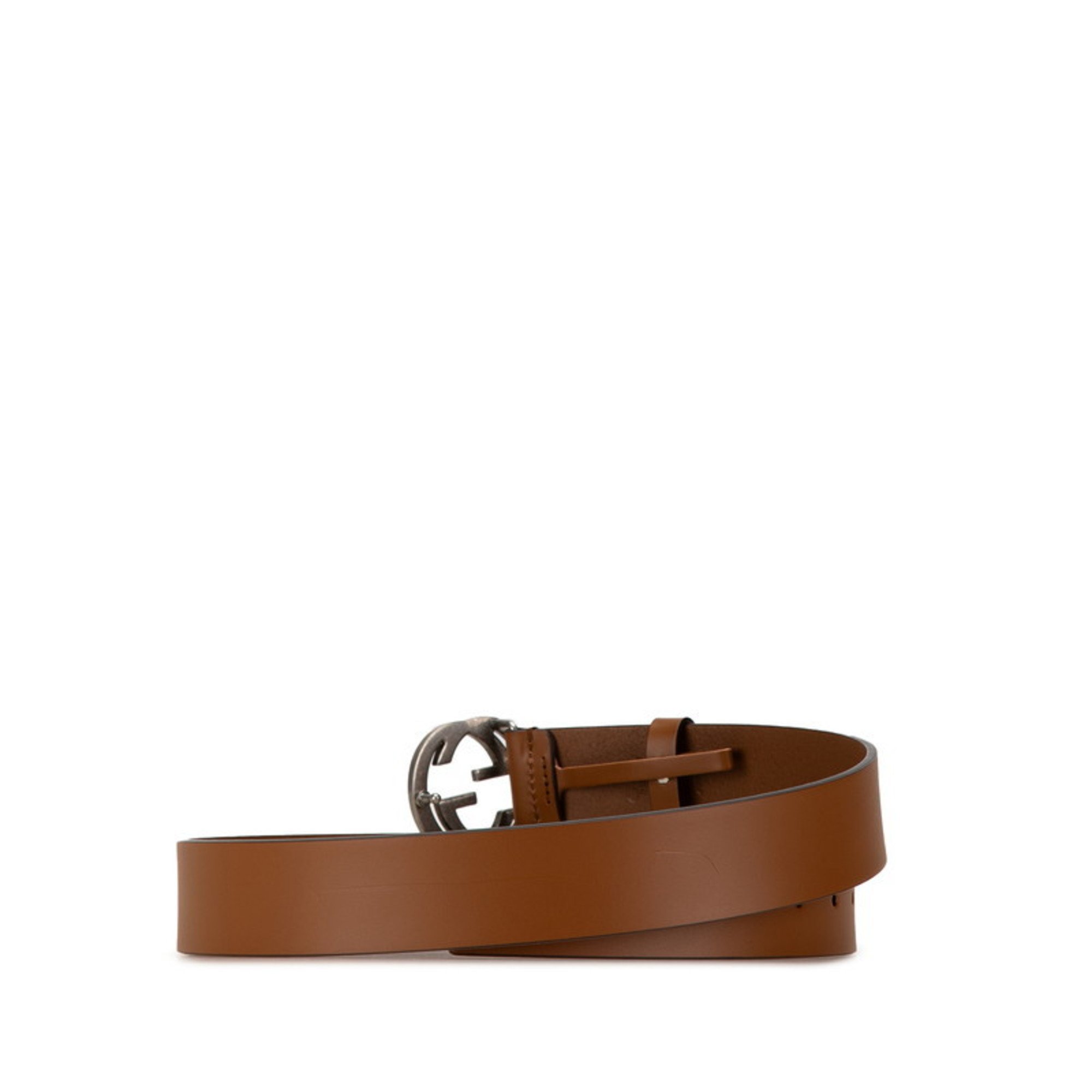 Gucci Interlocking G Belt 95.38 546389 Brown Leather Men's GUCCI