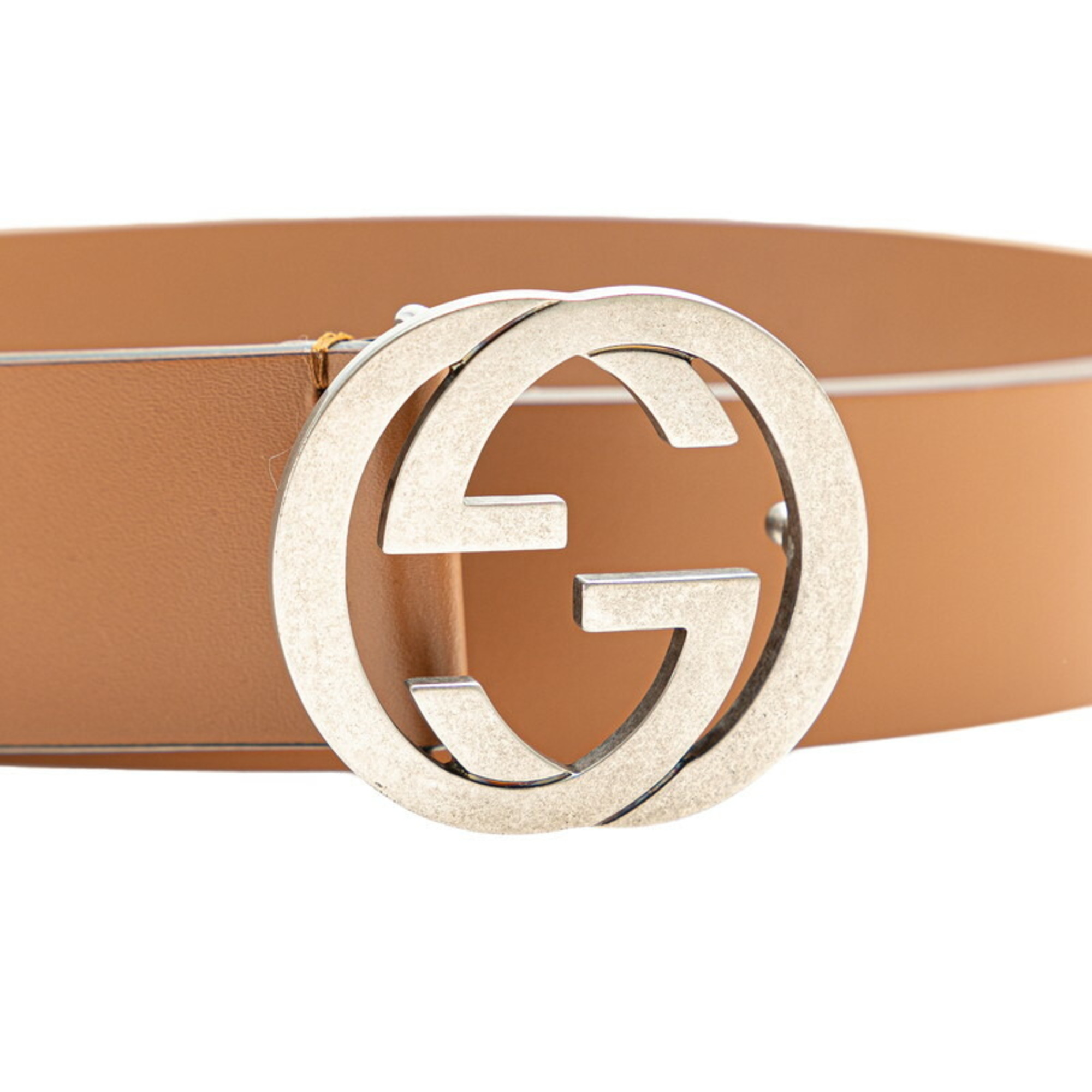 Gucci Interlocking G Belt 95.38 546389 Brown Leather Men's GUCCI