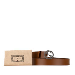 Gucci Interlocking G Belt 95.38 546389 Brown Leather Men's GUCCI