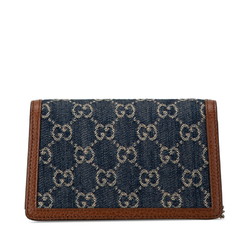 Gucci GG Denim Dionysus Chain Shoulder Bag 476432 0416 Navy Brown Leather Women's GUCCI