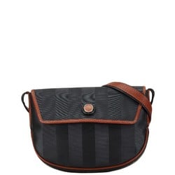 FENDI Pecan Shoulder Bag Black Brown Nylon Leather Women's