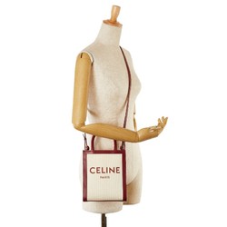 Celine Vertigal Small Handbag Shoulder Bag White Red Canvas Leather Women's CELINE