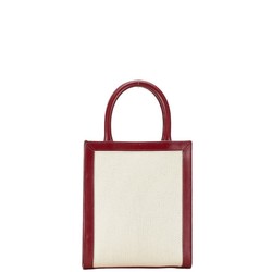 Celine Vertigal Small Handbag Shoulder Bag White Red Canvas Leather Women's CELINE