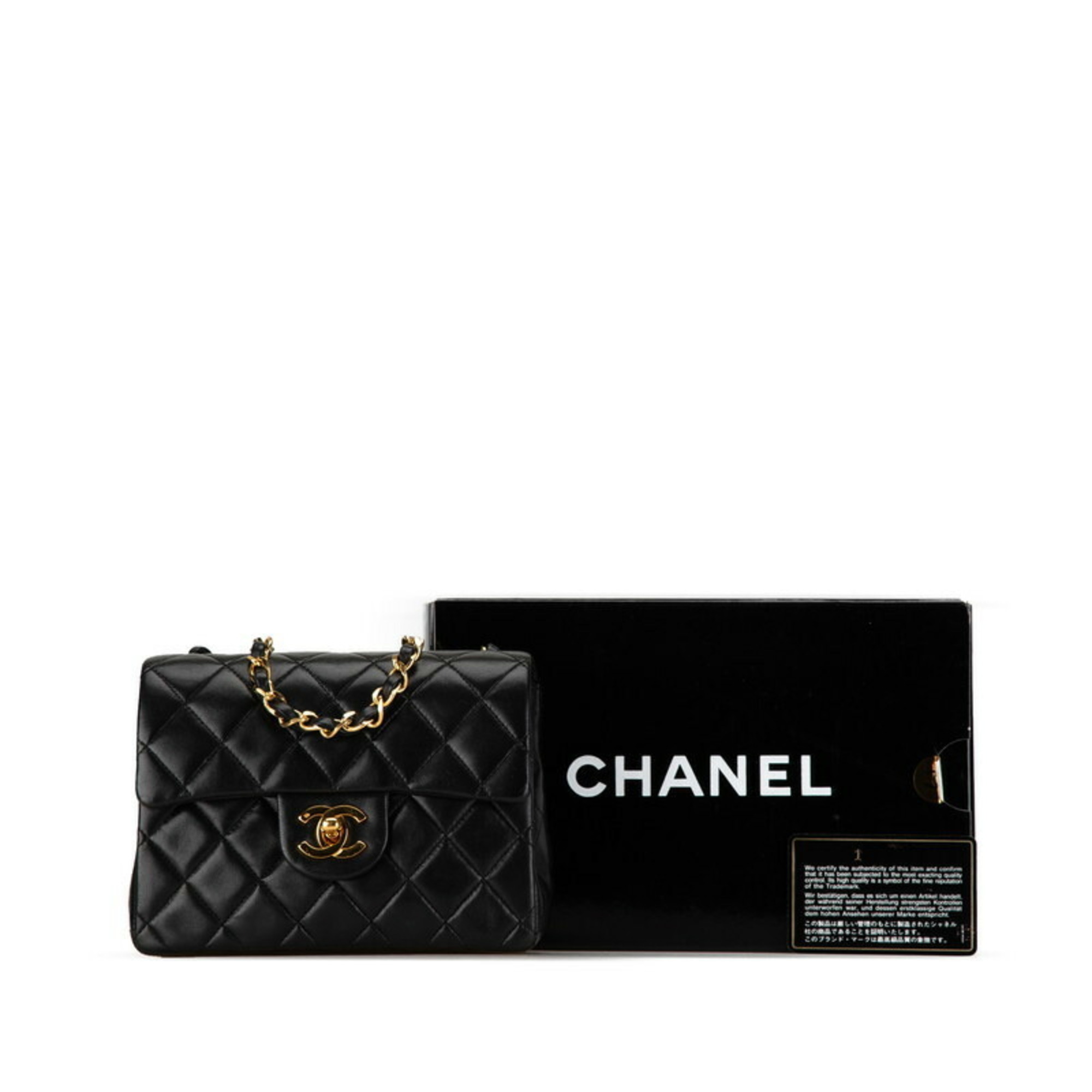 Chanel Matelasse Coco Mark Chain Shoulder Bag Black Lambskin Women's CHANEL