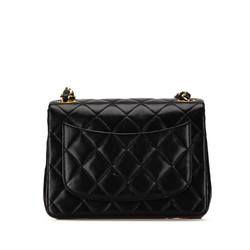 Chanel Matelasse Coco Mark Chain Shoulder Bag Black Lambskin Women's CHANEL