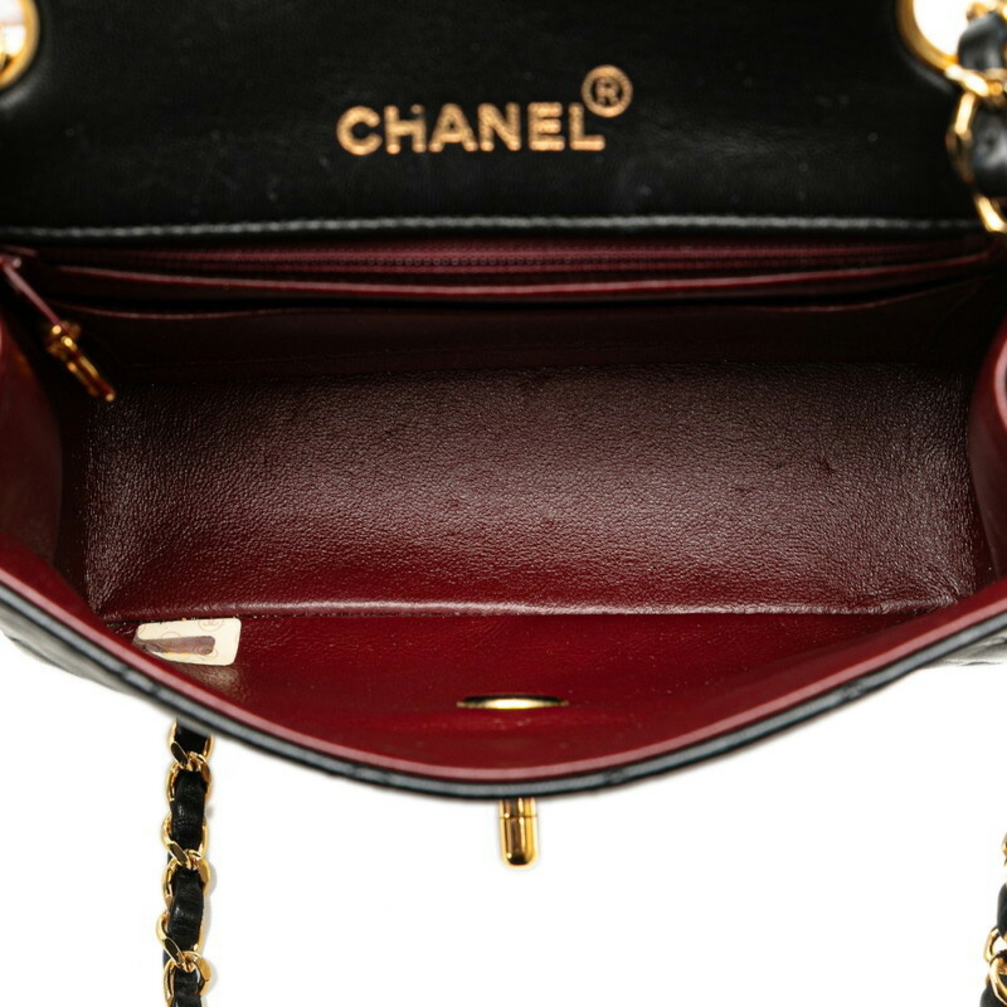 Chanel Matelasse Coco Mark Chain Shoulder Bag Black Lambskin Women's CHANEL